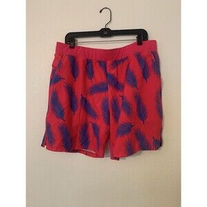 Treign Shorts Mens XXL Pink Feather Print Lightweight Unlined Crossfit Pockets